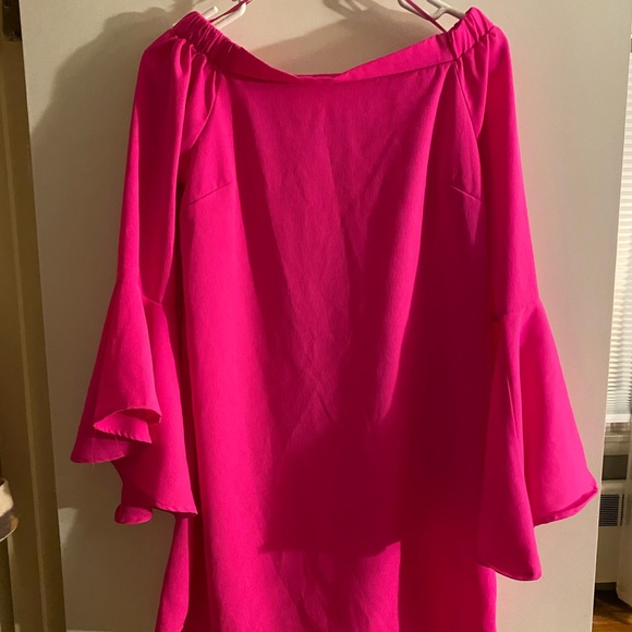 Eye of the Needle Off Shoulder Pink Dress, Size Small - Picture 3 of 7